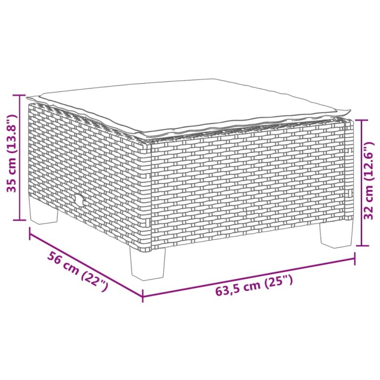 fekete polyrattan kerti szék párnával 63,5 x 56 x 32 cm