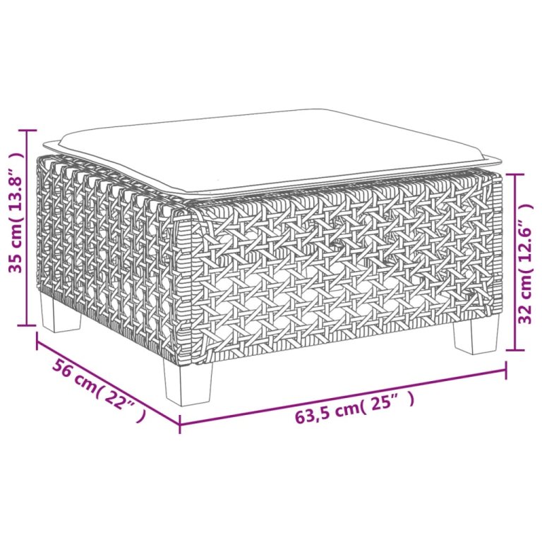 fekete polyrattan kerti szék párnával 63,5 x 56 x 32 cm