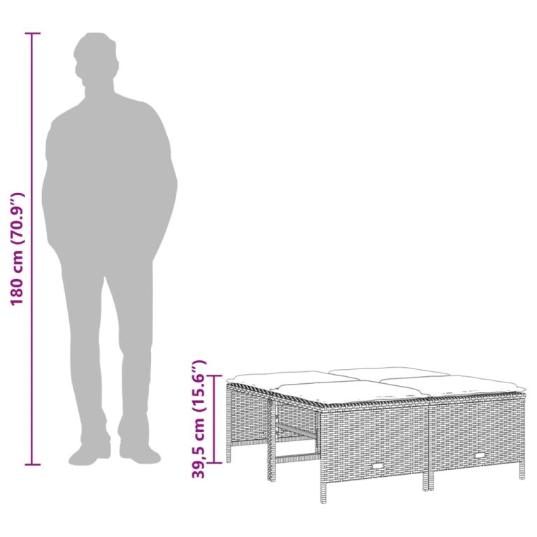 4 db barna polyrattan szék párnákkal