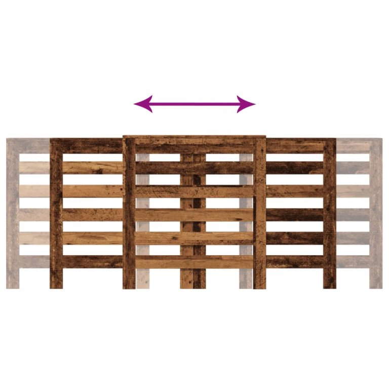 antik fa színű szerelt fa radiátorburkolat 205 x 21, 5x 83,5 cm