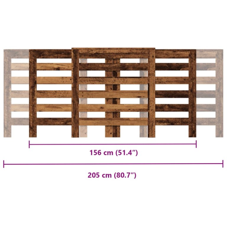 antik fa színű szerelt fa radiátorburkolat 205 x 21, 5x 83,5 cm