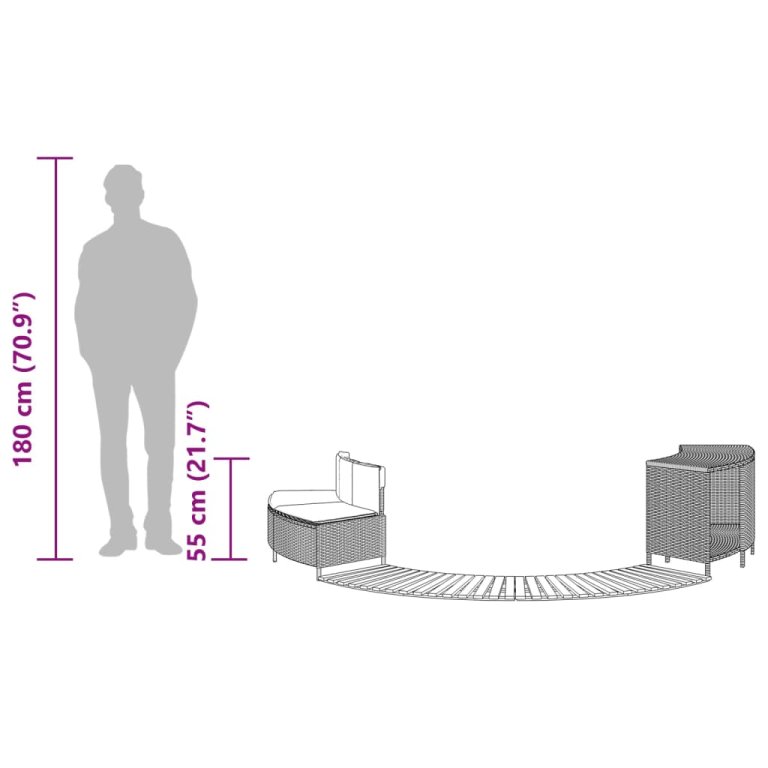 szürke polyrattan és tömör akácfa jakuzzi-keret