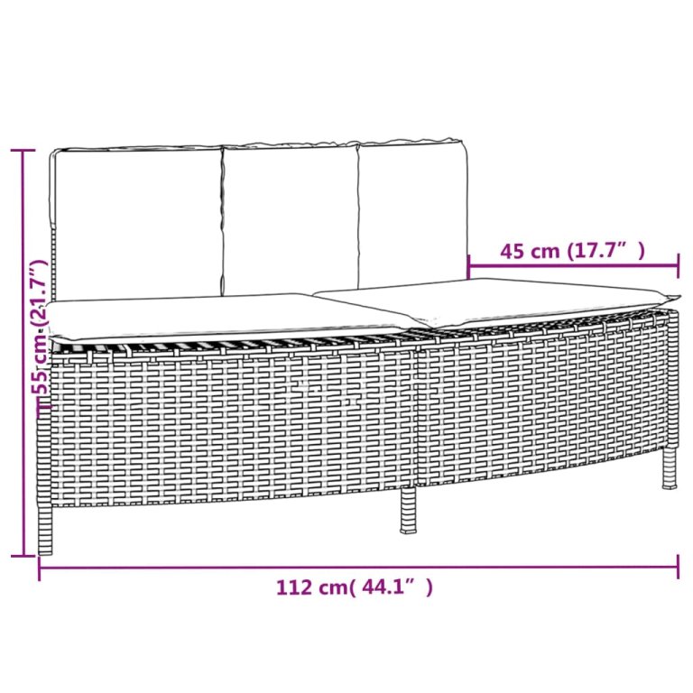 2 db szürke polyrattan pezsgőfürdő pad párnával