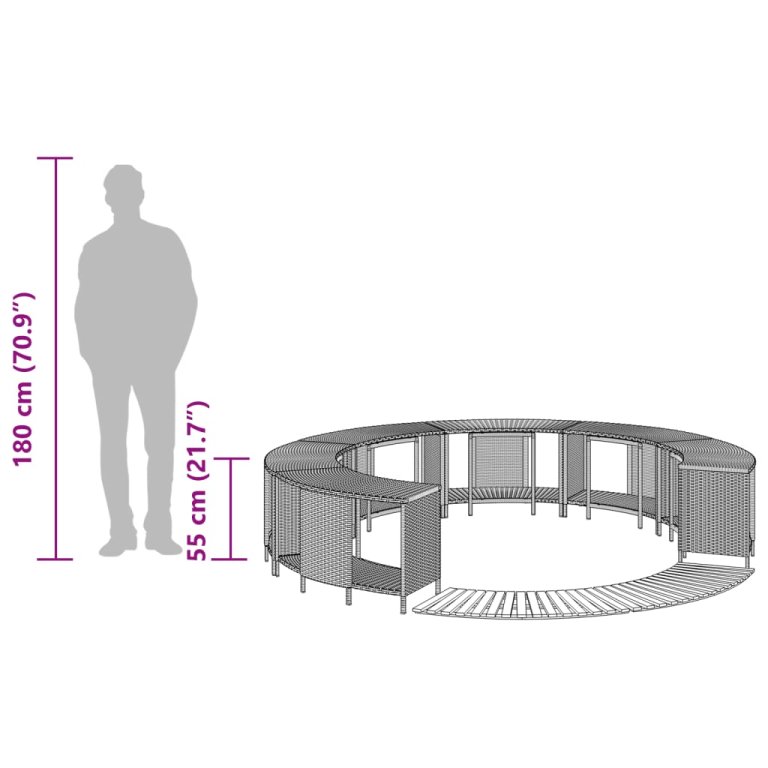 fekete polyrattan és tömör akácfa jakuzzi-keret