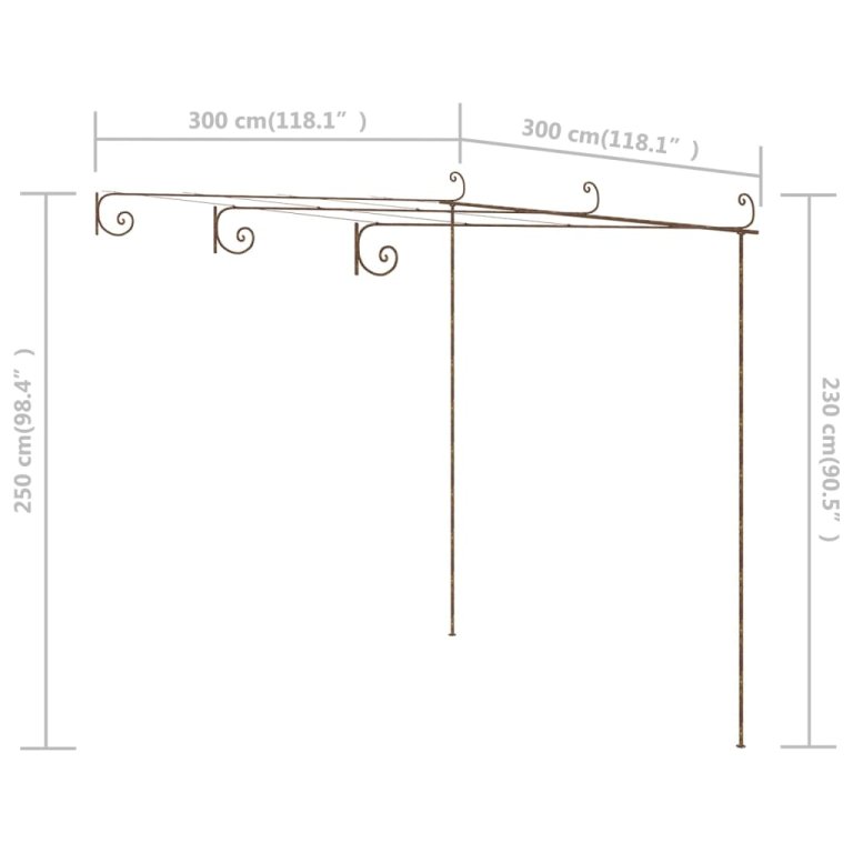 antik barna vas kerti pergola 3 x 3 x 2,5 m