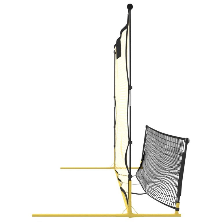 fekete és sárga poliészter foci-visszapattanó háló 183x85x120cm