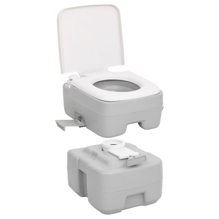 szürke és fehér HDPE hordozható kemping WC 20+10 L