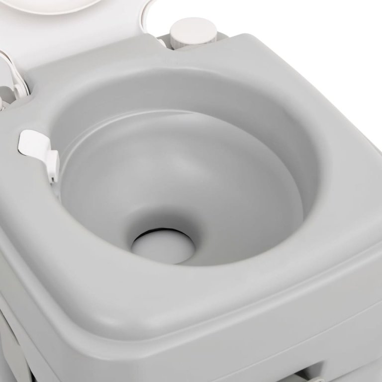 szürke és fehér HDPE hordozható kemping WC 20+10 L