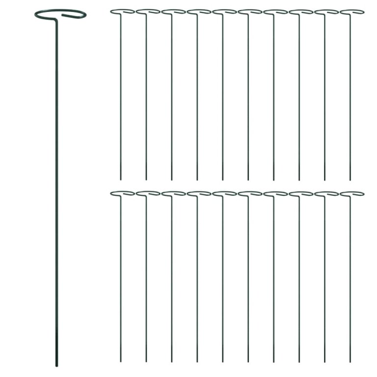 20 db sötétzöld acél kerti növénykaró 40 cm