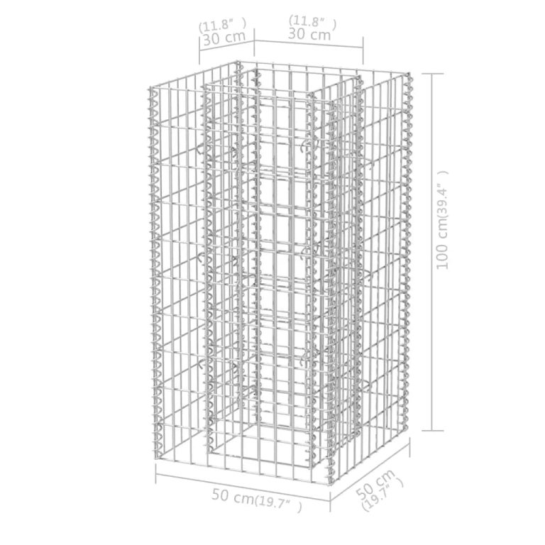 acél gabion magaságyás 50 x 50 x 100 cm