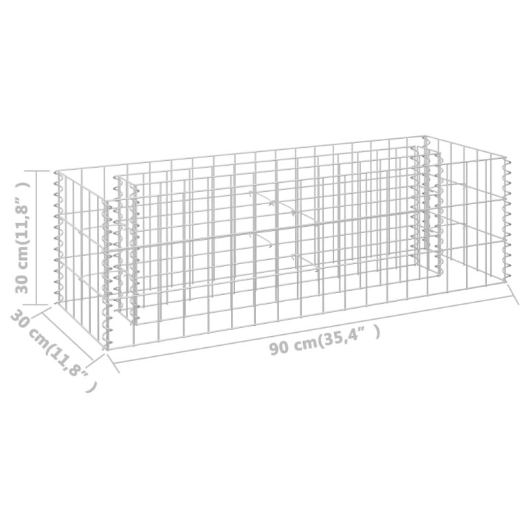 horganyzott acél gabion magaságyás 90 x 30 x 30 cm