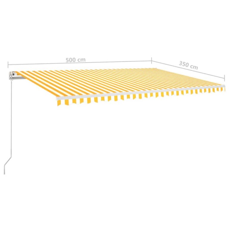 sárga és fehér kézzel kihúzható napellenző 500 x 350 cm