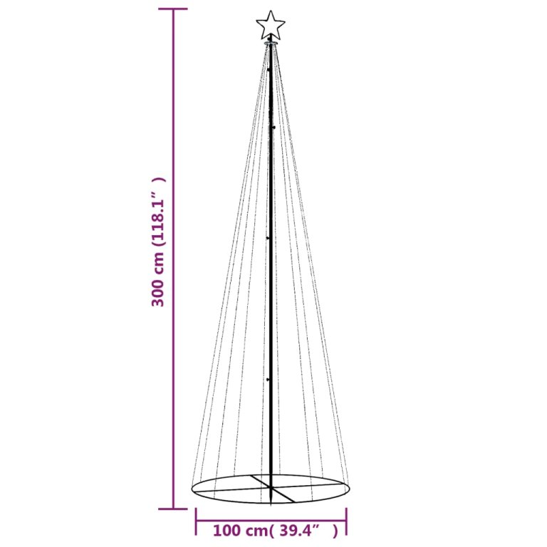 kúp alakú karácsonyfa 310 hideg fehér LED-del 100 x 300 cm