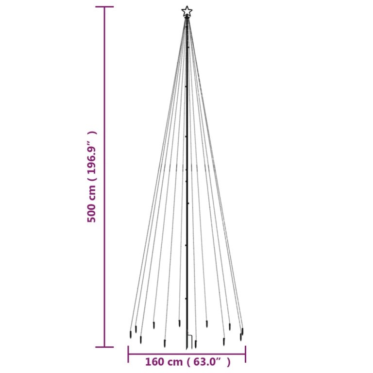 karácsonyfa cövekkel 732 kék LED-del 500 cm