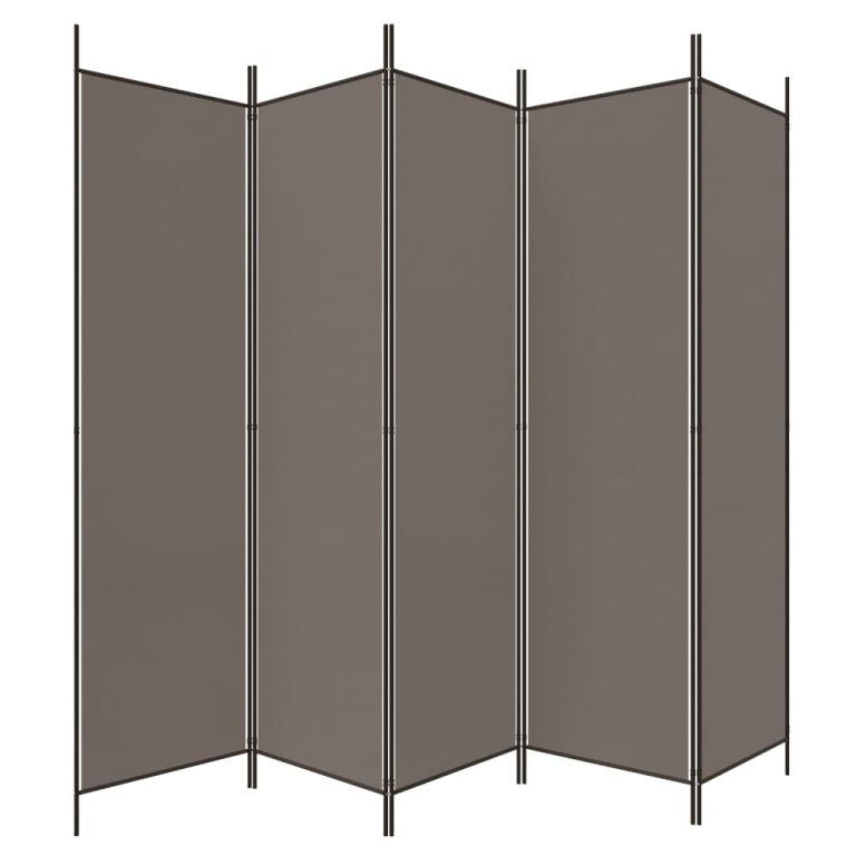 5 paneles antracitszürke szövet térelválasztó 250x200 cm