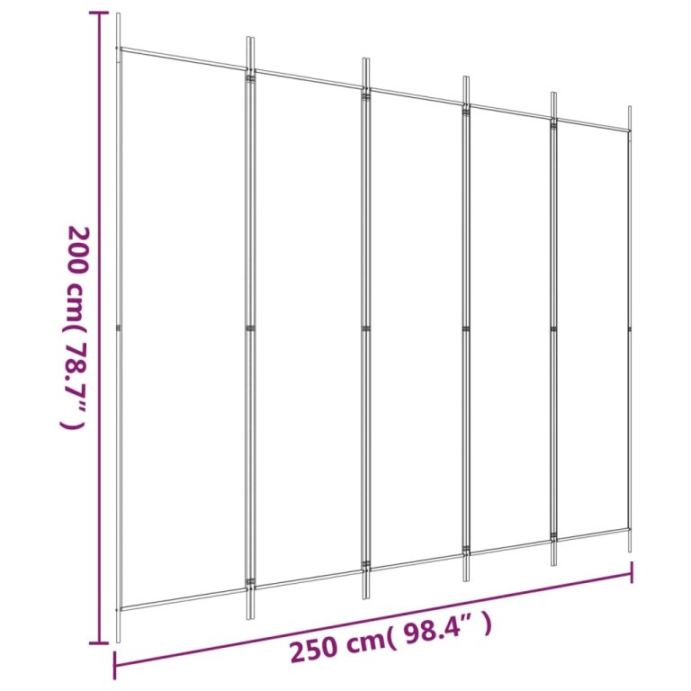 5 paneles antracitszürke szövet térelválasztó 250x200 cm