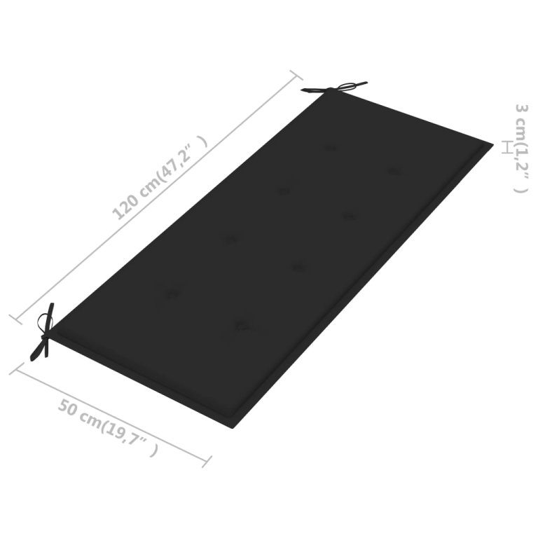 2 személyes tömör eukaliptuszfa kerti pad párnával 120 cm