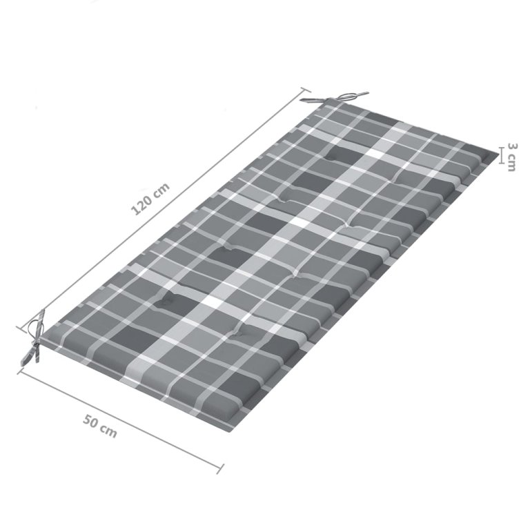 2 személyes tömör eukaliptuszfa kerti pad párnával 120 cm