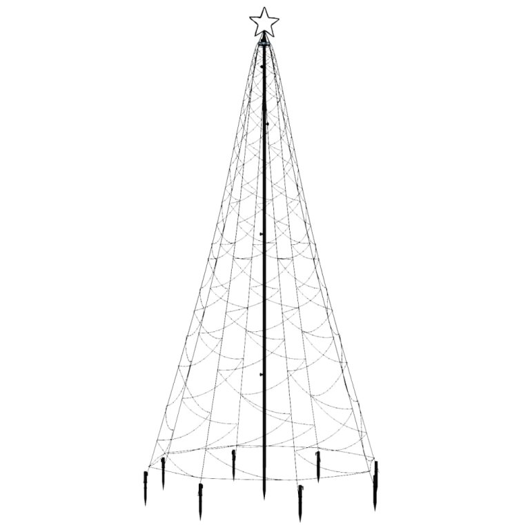 kék 500 LED-es karácsonyfa fémoszloppal 3 m