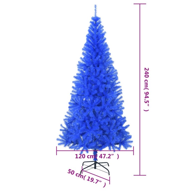 kék PVC műkarácsonyfa állvánnyal 240 cm