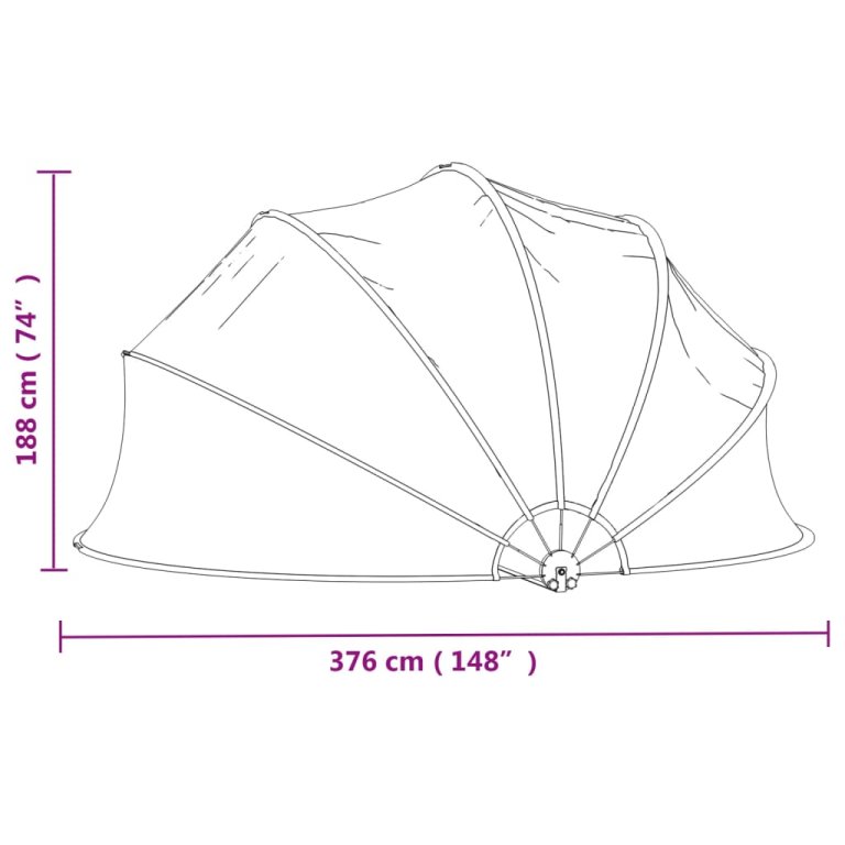 kerek PVC medencekupola 376x188 cm