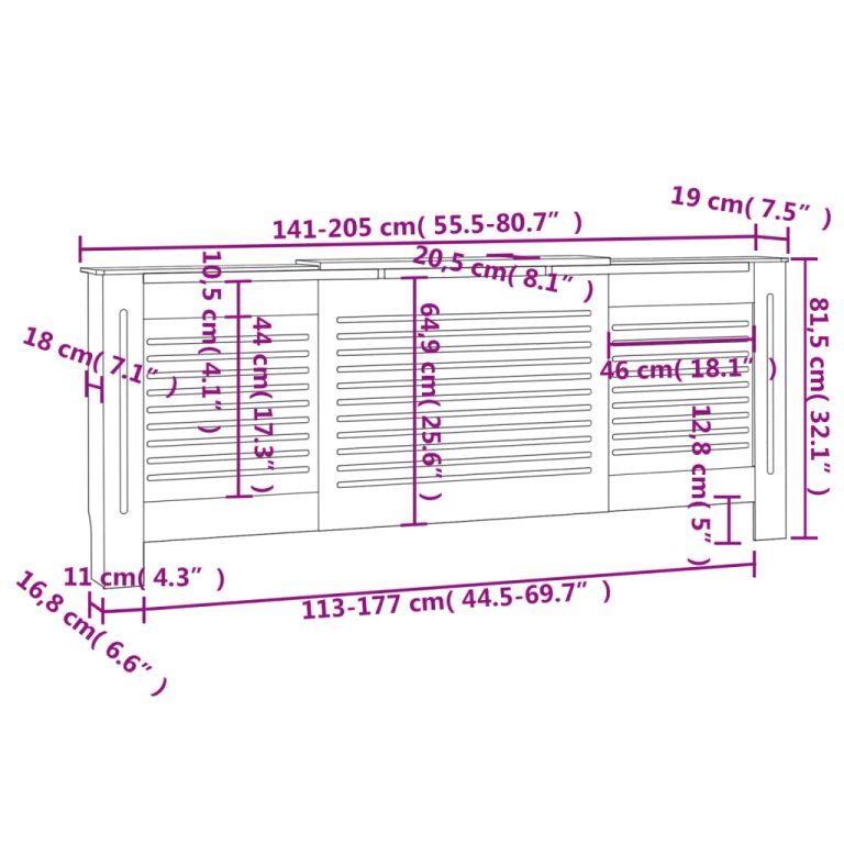 MDF radiátorburkolat 205 cm