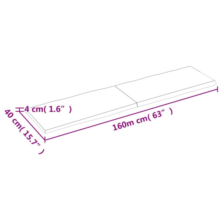 sötétbarna kezelt tömör asztallap 160x40x(2-4) cm