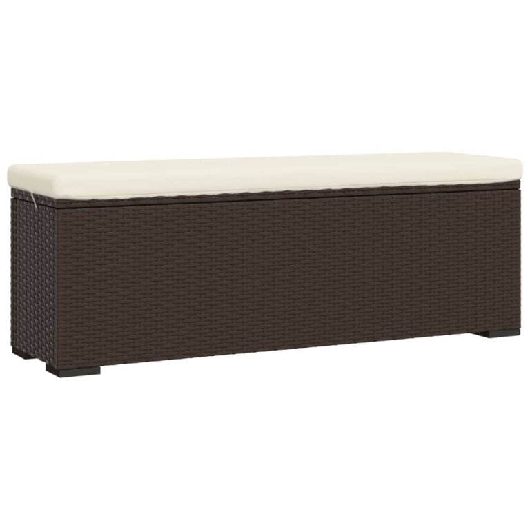 barna polyrattan zsámolypad párnával 110 x 30 x 40 cm