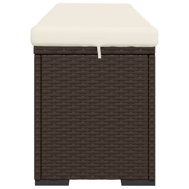 barna polyrattan zsámolypad párnával 110 x 30 x 40 cm