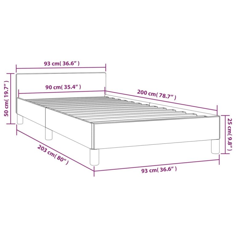 fekete ágykeret fejtámlával matrac nélkül 90x200 cm