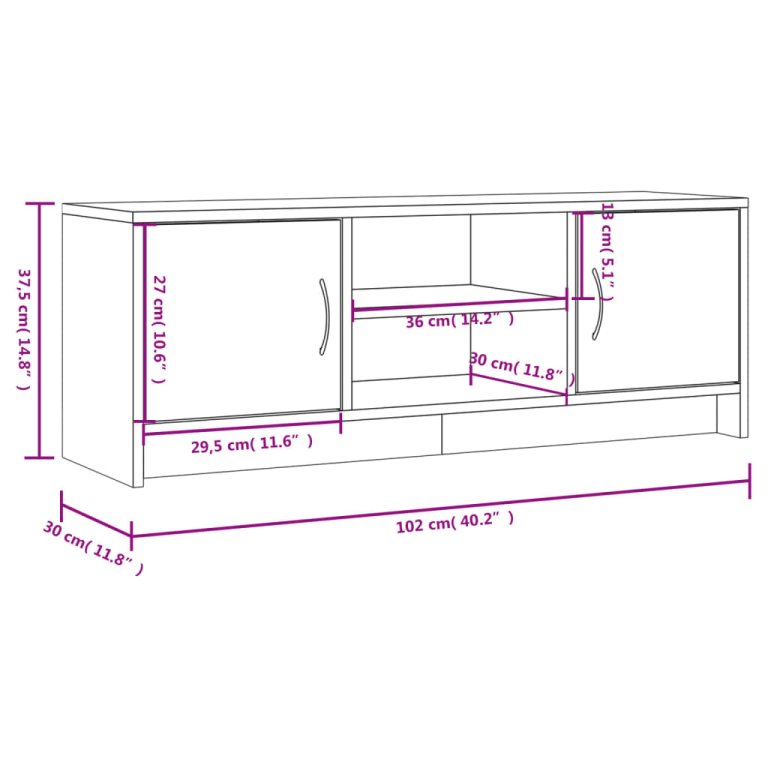 barna tölgy színű szerelt fa TV-szekrény 102x30x37,5 cm