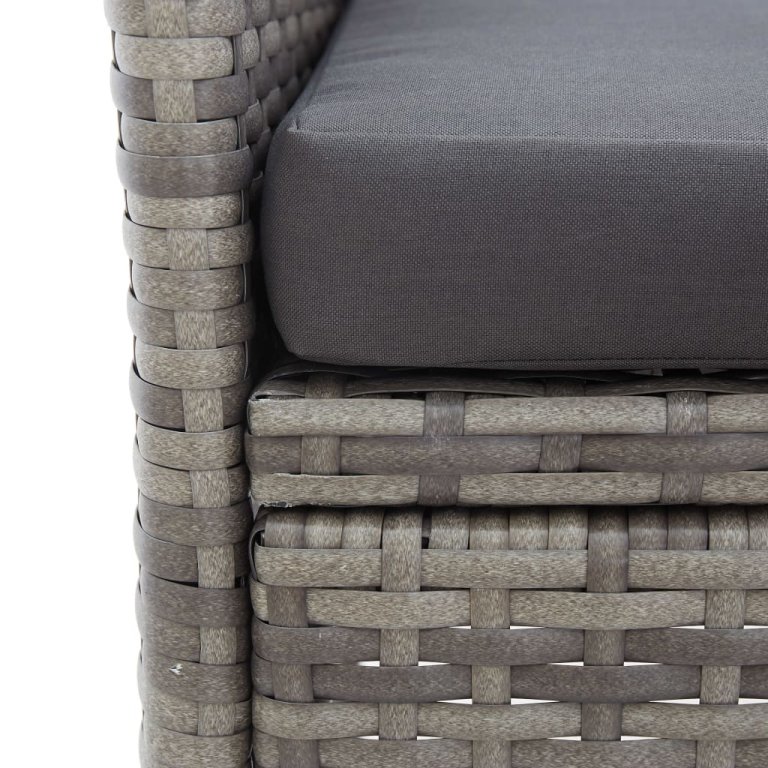 kétszemélyes szürke polyrattan kerti pad teázóasztallal 143 cm