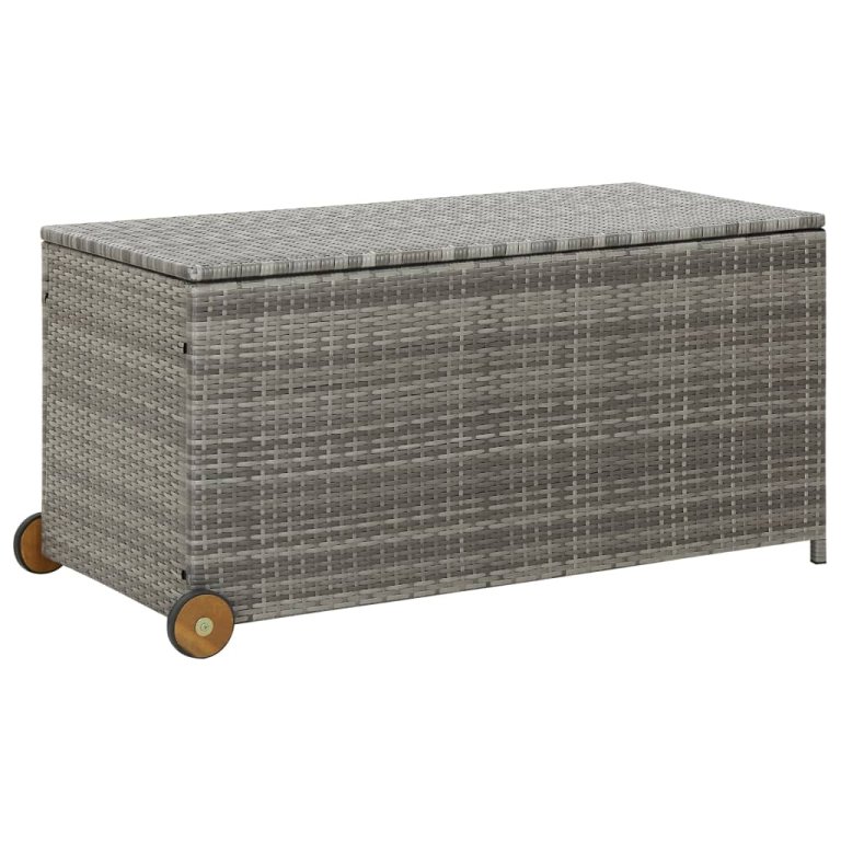 világosszürke polyrattan kerti tárolóláda 120 x 65 x 61 cm