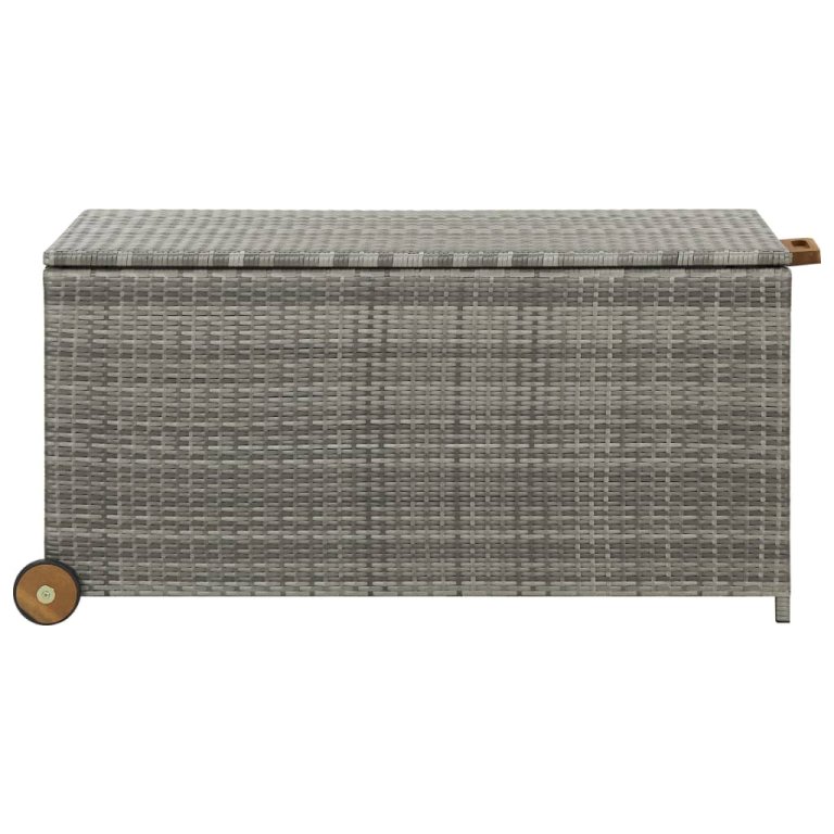 világosszürke polyrattan kerti tárolóláda 120 x 65 x 61 cm