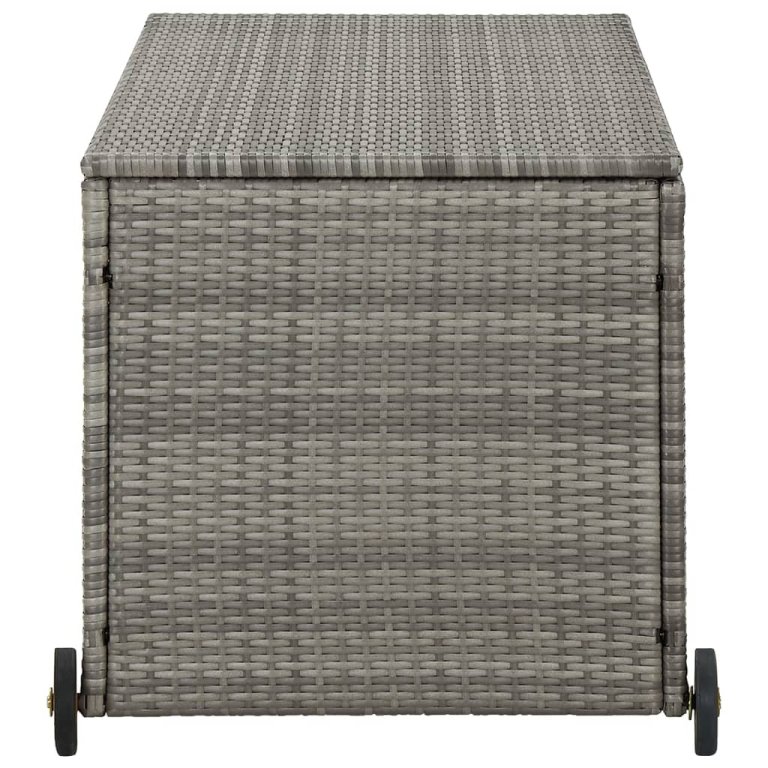 világosszürke polyrattan kerti tárolóláda 120 x 65 x 61 cm