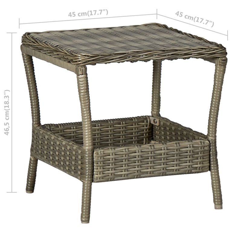 barna polyrattan kerti asztal 45 x 45 x 46,5 cm