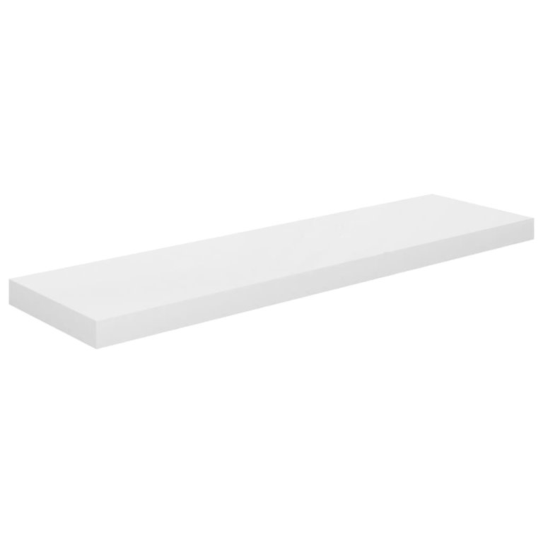 2 db magasfényű fehér MDF lebegő fali polc 90 x 23,5 x 3,8 cm