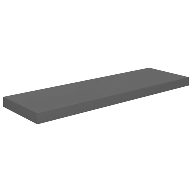 4 db magasfényű szürke MDF lebegő fali polc 80 x 23,5 x 3,8 cm