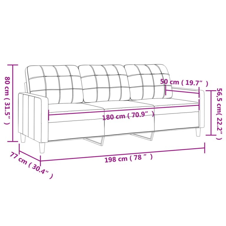 3 személyes sötétszürke szövet kanapé 180 cm