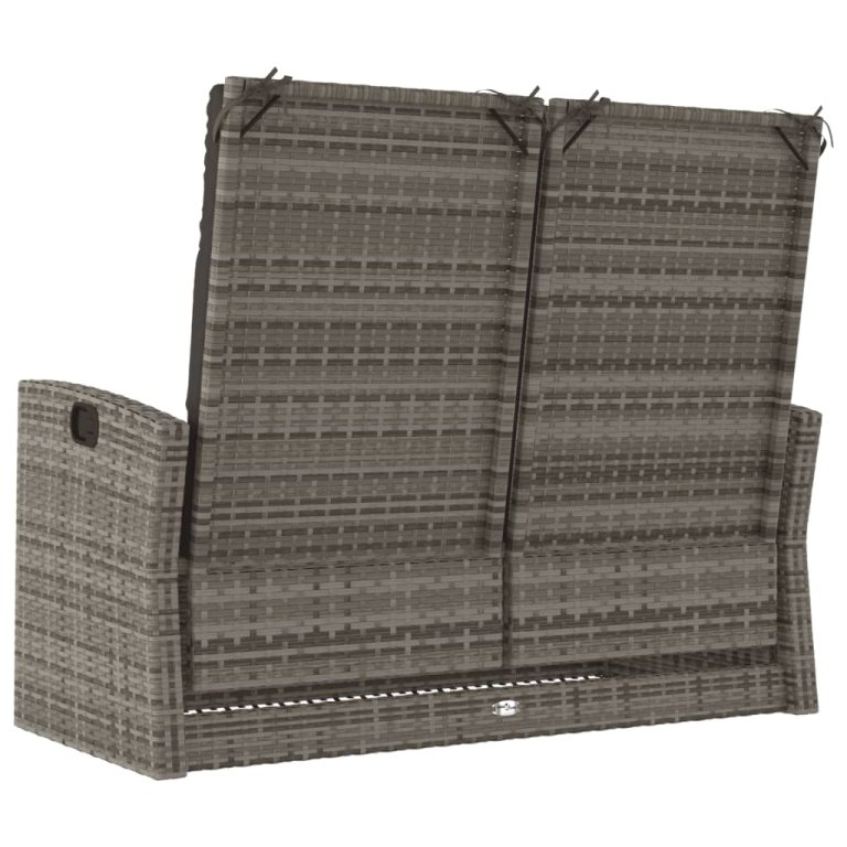 szürke polyrattan dönthető kerti pad párnákkal 118 cm