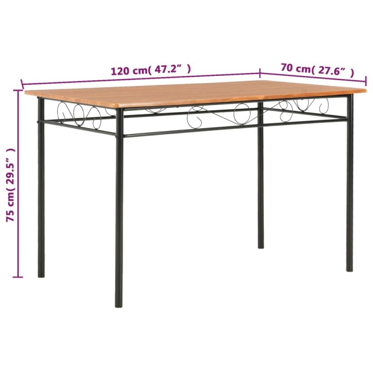 barna MDF étkezőasztal 120 x 70 x 75 cm