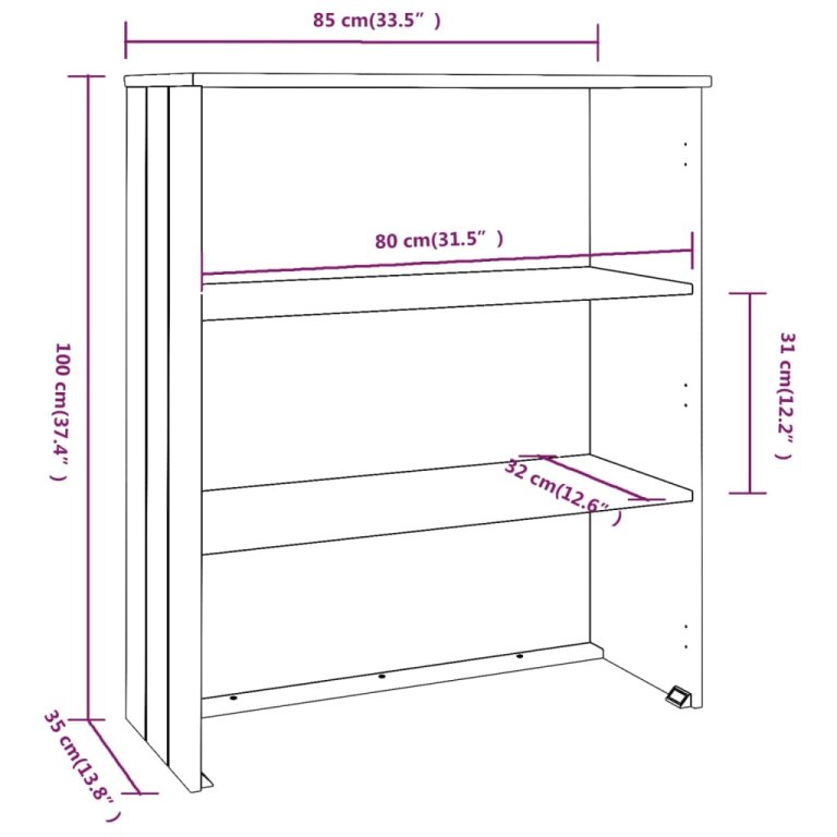 HAMAR mézbarna tömör fenyőfa felső szekrény 85 x 35 x 100 cm