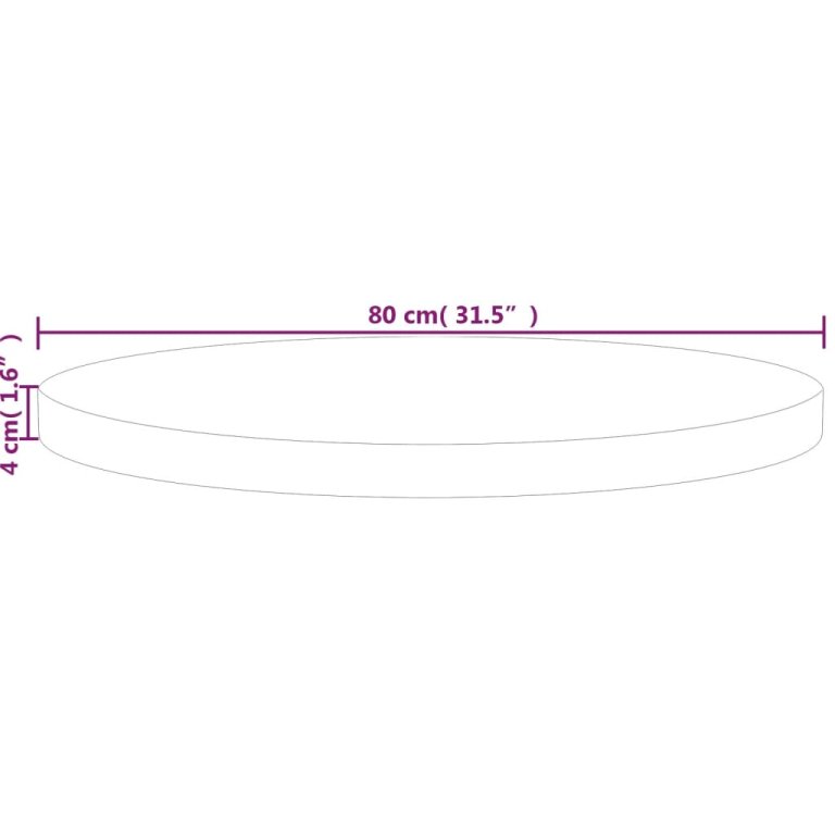 kerek kezeletlen tömör tölgyfa asztallap Ø80 x 4 cm