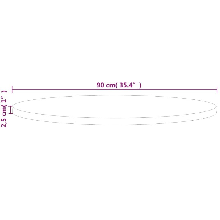 kerek kezeletlen tömör tölgyfa asztallap Ø90 x 2,5 cm