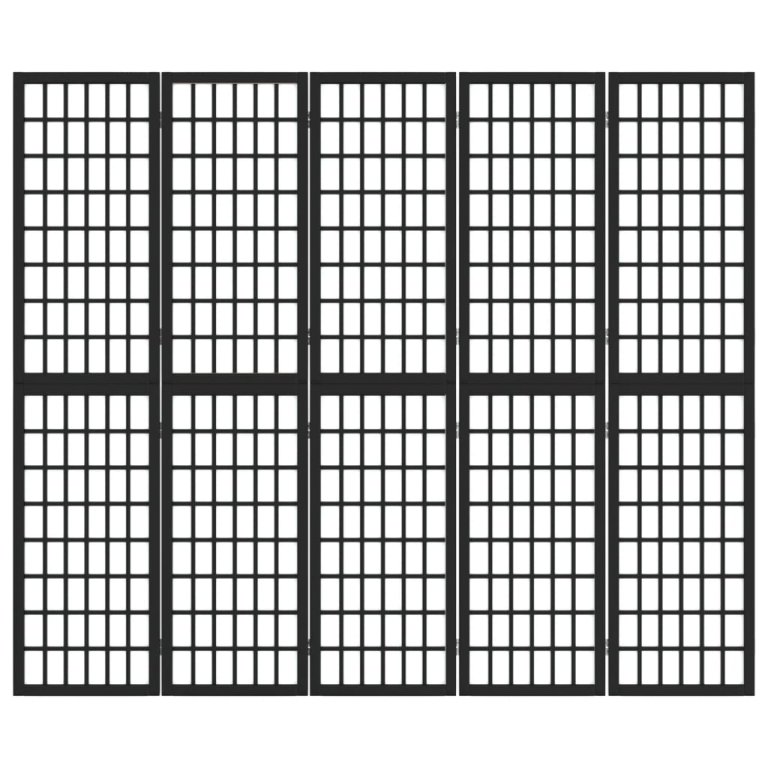 5 paneles fekete japán stílusú összecsukható paraván 200x170 cm