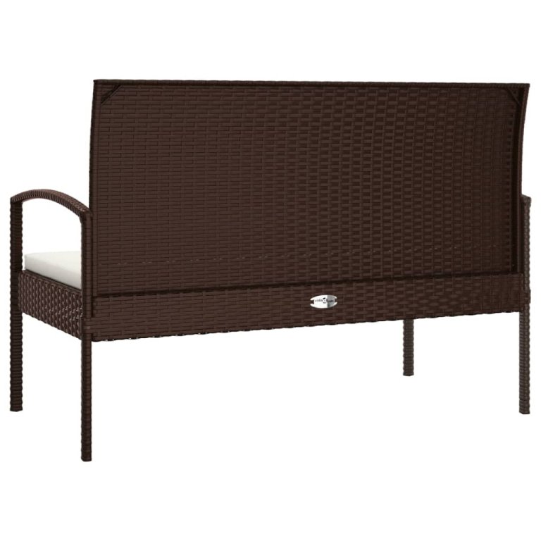 barna polyrattan kerti pad párnával 105 cm