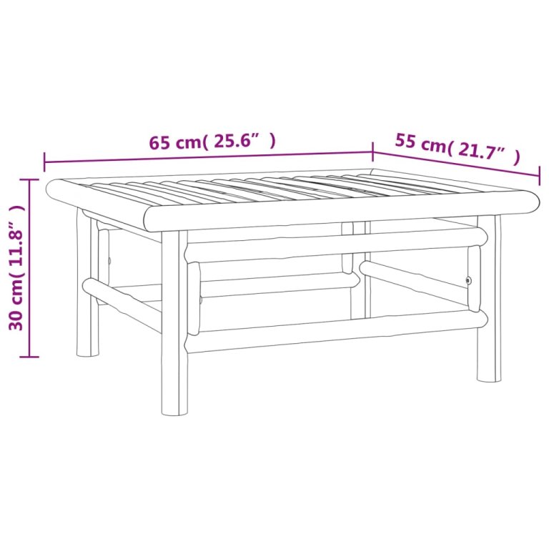 bambusz kerti asztal 65 x 55 x 30 cm