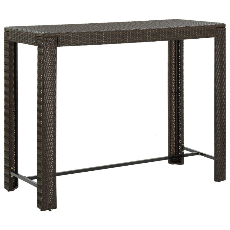 barna polyrattan kerti bárasztal 140,5 x 60,5 x 110,5 cm