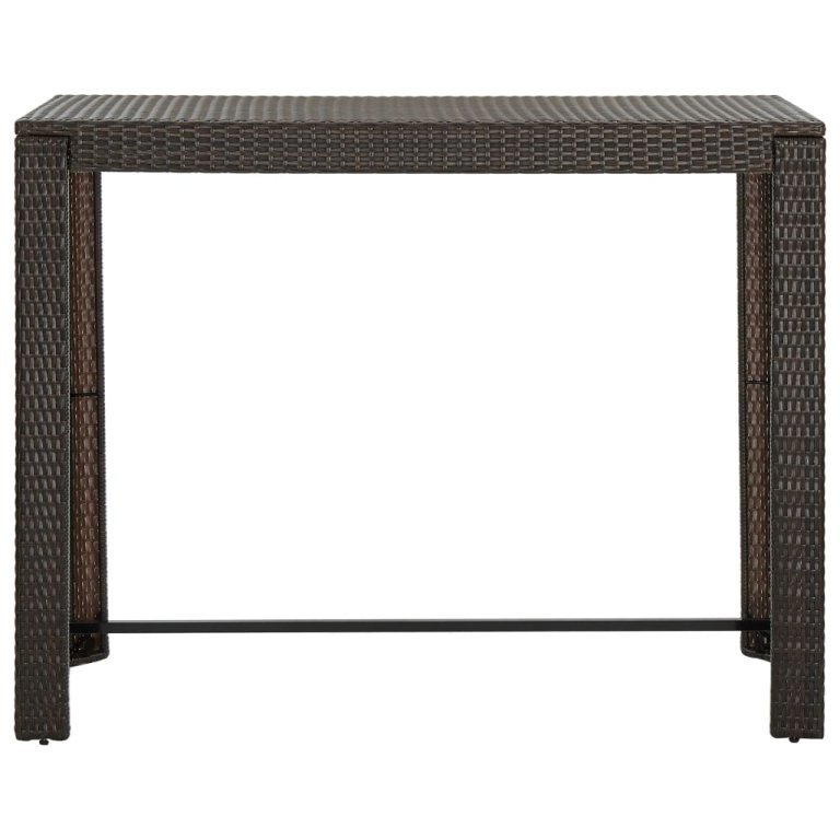 barna polyrattan kerti bárasztal 140,5 x 60,5 x 110,5 cm