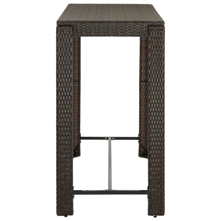 barna polyrattan kerti bárasztal 140,5 x 60,5 x 110,5 cm